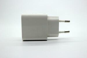 White cellphone charger adapter photo