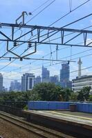 view of the city from the train photo