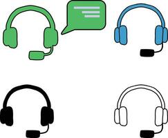 Call center service icons set vector