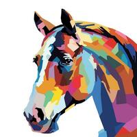 Head horse drawn using WPAP art style, pop art, vector illustration.