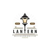 Lantern Logo Design Street Lamp Simple Classic Vintage Symbol Illustration Template vector