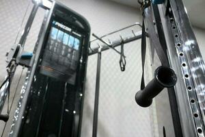 Sports equipment in a clean gym photo