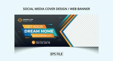 Real estate home property social media cover banner template design pro vector
