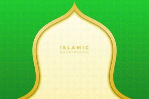 VECTOR BACKGROUND ISLAMIC IN CURVED AND FRAMED WITH ORNAMENTS, WITH CREAM AND GREEN COLORS, SUITABLE FOR WALLPAPERS, PRESENTATIONS, RAMADHAN, IED, POSTERS AND RELIGIOUS CELEBRATIONS.