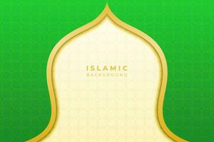 VECTOR BACKGROUND ISLAMIC IN CURVED AND FRAMED WITH ORNAMENTS, WITH CREAM AND GREEN COLORS, SUITABLE FOR WALLPAPERS, PRESENTATIONS, RAMADHAN, IED, POSTERS AND RELIGIOUS CELEBRATIONS.