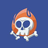 vector skull head fire and bone logo