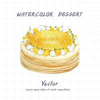 watercolor dessert with lemon and cream on top vector