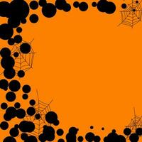 orange background with black circles and cobwebs, halloween theme background vector