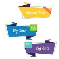 Geometric origami sale banner badge collection vector