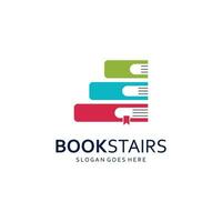 apilar de libros o libro escalera logo modelo. vector