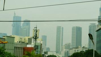 View of buildings covered in fog photo