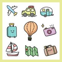 Collection of hand drawn travel elements vector