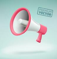 Megaphone hovering pink 3D vector illustration