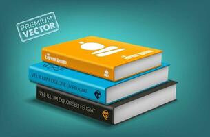 Horizontal stack of colorful books. Educational design with stack of books. Set of book icons in flat design style. Back to School vector