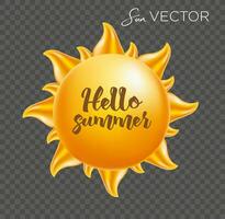 3D Realistic Summer Sun. Vector Illustration