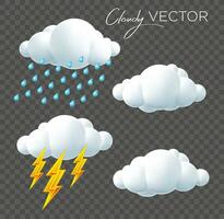 Cloud set rain lightning cartoon vector