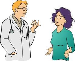 Female patient male doctor talking vector