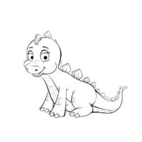 Cartoon character Brachiosaurus pterodactyl tyrannosaurus dinosaur triceratops stegosaurus funny animal Vector