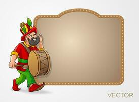 Hacivat karagoz ramadan drum writing board vector