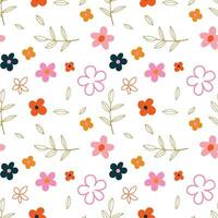 Abstract flat hand draw floral pattern background. Vector. vector