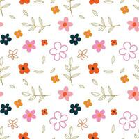 Abstract flat hand draw floral pattern background. Vector. vector