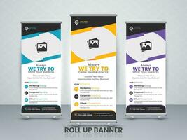 Stylish roll up business standee banner design vector