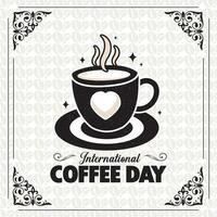 Hand drawn International day of coffee lettering illustration. vector