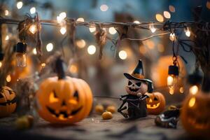 Víspera de Todos los Santos antecedentes concepto. calabaza antecedentes. generativo ai foto