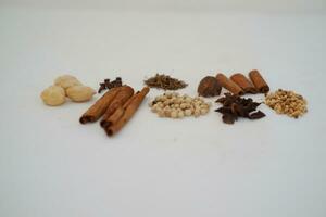 spices and herbs on a white background photo