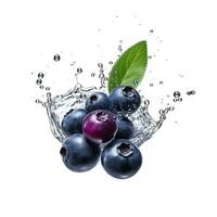 Blue berry in water splash. AI generetive photo