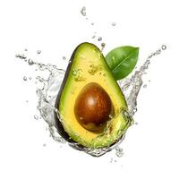 Avocado with water splash. AI generetive photo