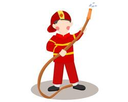 Cute Firefighter Character Vector Illustration