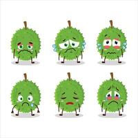 Durian dibujos animados en personaje con triste expresión vector