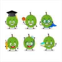 School student of durian cartoon character with various expressions vector