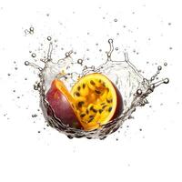 Purple passion fruit with cut in half. AI generetive photo