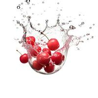 Cherries in water splash. AI generetive photo