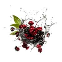 Cranberries in water splash. AI generetive photo