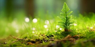 Young plant growing in the morning light and green nature photo