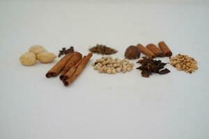 spices and herbs on a white background photo