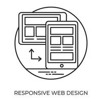 un gráficamente diseñado página en computadora pantalla con jugar símbolo en parte superior representando web diseño proceso vector