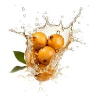 Longan in water splash. AI generetive photo