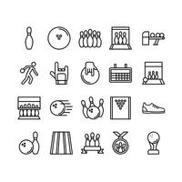 Bowling outline icon set vector