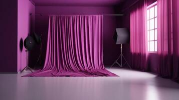 Studio space with purple colour concept photo