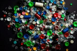 colección de el plastico residuos para reciclaje ai generativo foto