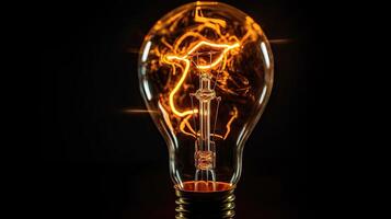 The glow of an illuminated light bulb photo