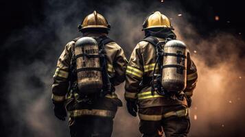 Firefighters are conducting a rescue AI Generative photo