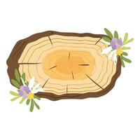 Wood Slice Illustration. Hand Drawn Vector Illustration Wooden Slice. Pre-made Wood Slice Design, Rustic Wood Slice Clipart.