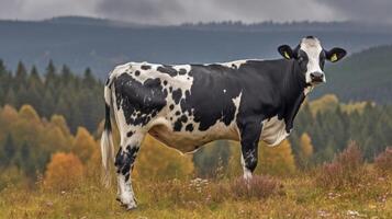 Cows in a pasture being grazed AI Generative photo