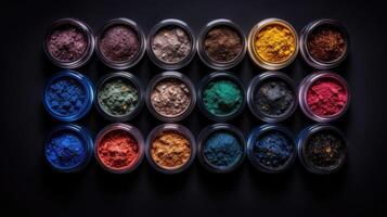Pastel natural eyeshadow palette in macro mode photo