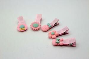 Pink hair clips photo